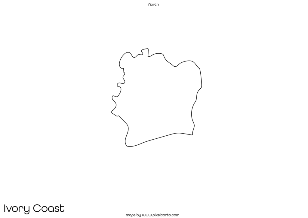 Ivory Coast Printable Map