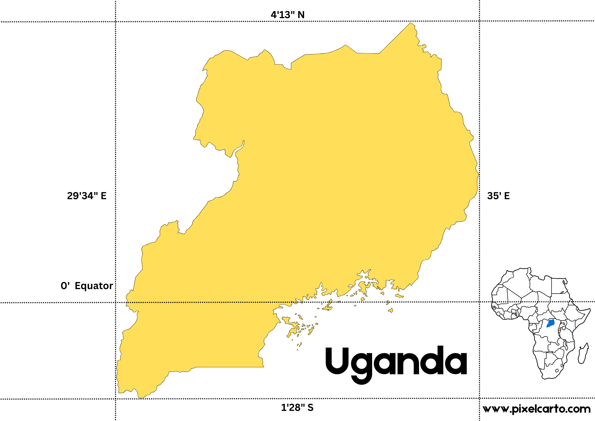 Map of Uganda Africa